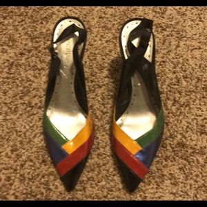 Multi colored BCBG heels.